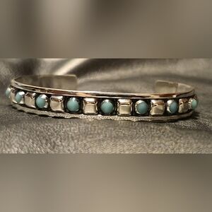 New Vintage Mexican Sterling Silver 925 Turquoise Cuff Bracelet – Handcrafted